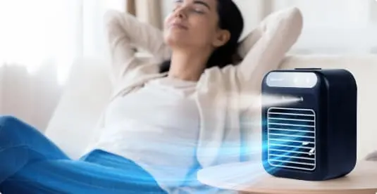 Enjoying cool breeze from Glacier Breeze outdoors – perfect for travel